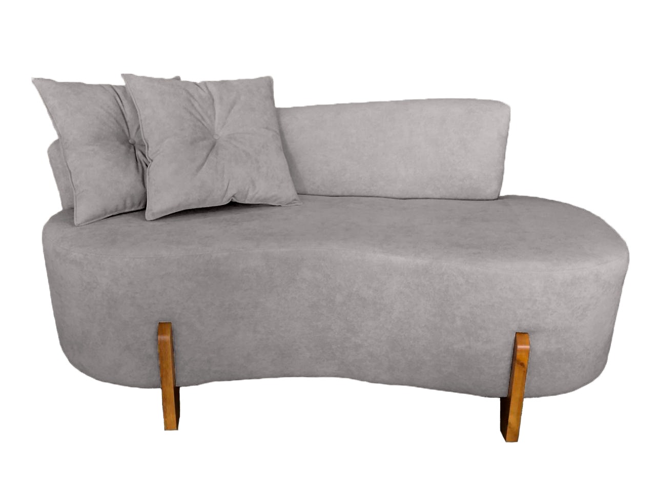 Sofá Orgânico 2 Lugares C/2 Almofadas Curvo Sala Recepção Boucle Cinza - Montanaris Decor