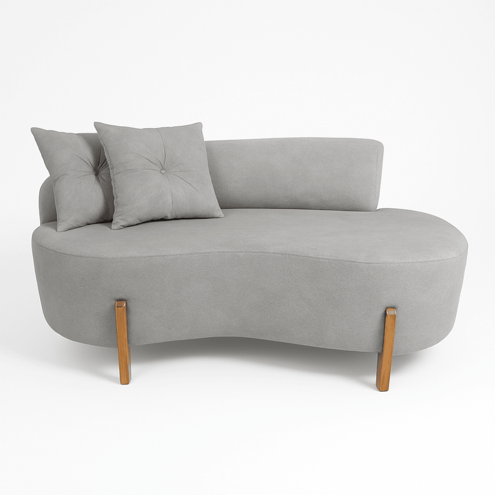 Sofá Orgânico 2 Lugares C/2 Almofadas Curvo Sala Recepção Boucle Cinza Claro - Montanaris Decor