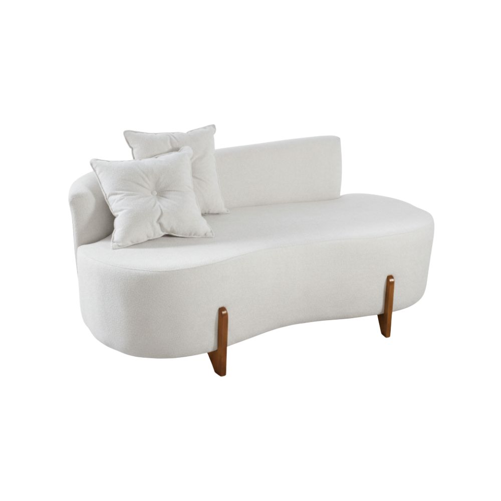 Sofá Orgânico 2 Lugares C/2 Almofadas Curvo Sala Recepção Luna Boucle Branco - Montanaris Decor