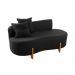 Sofá Orgânico 2 Lugares C/2 Almofadas Curvo Sala Recepção Luna Boucle Preto - Montanaris Decor