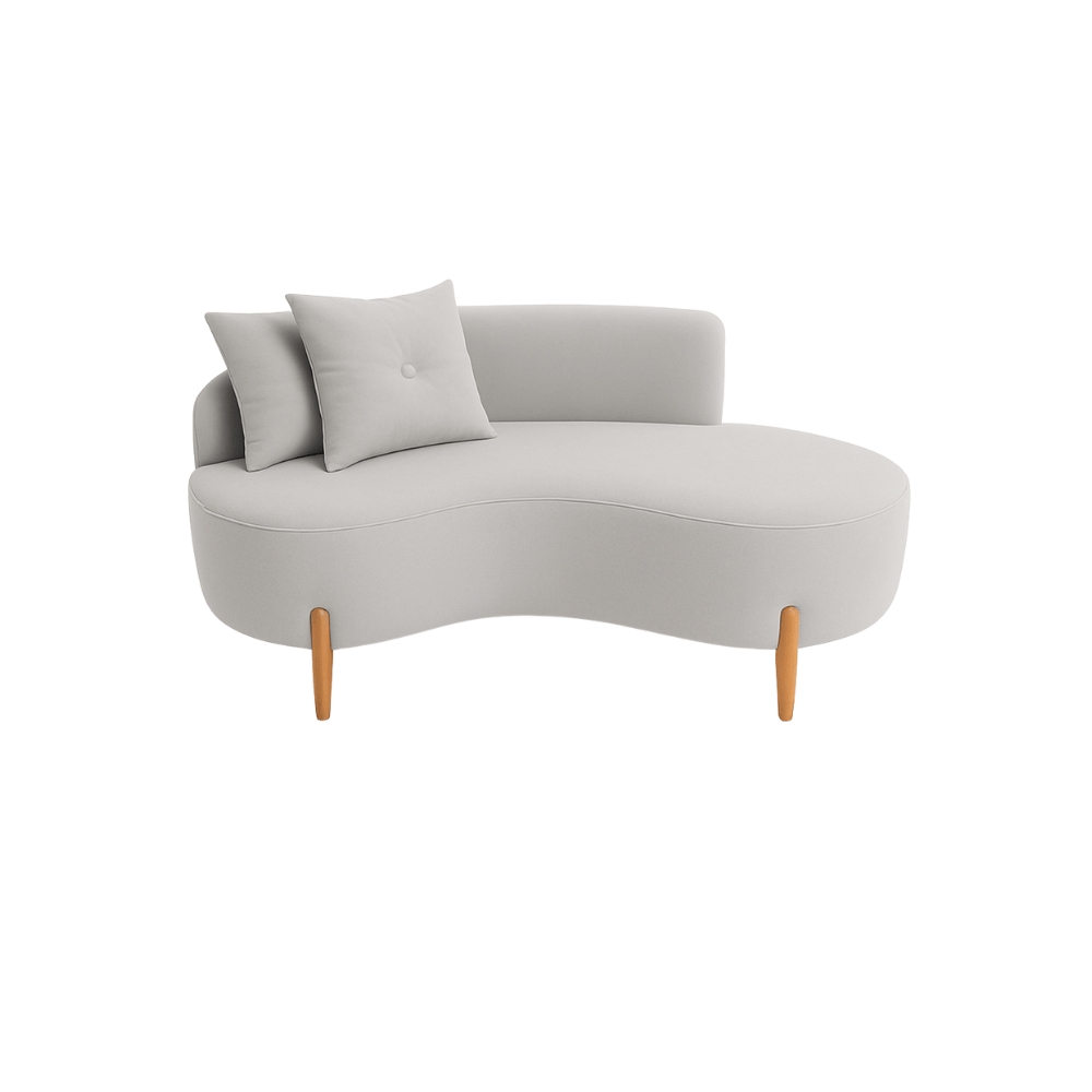 Sofá Orgânico 2 Lugares C/2 Almofadas Curvo Sala Recepção Veludo Cinza - Montanaris Decor