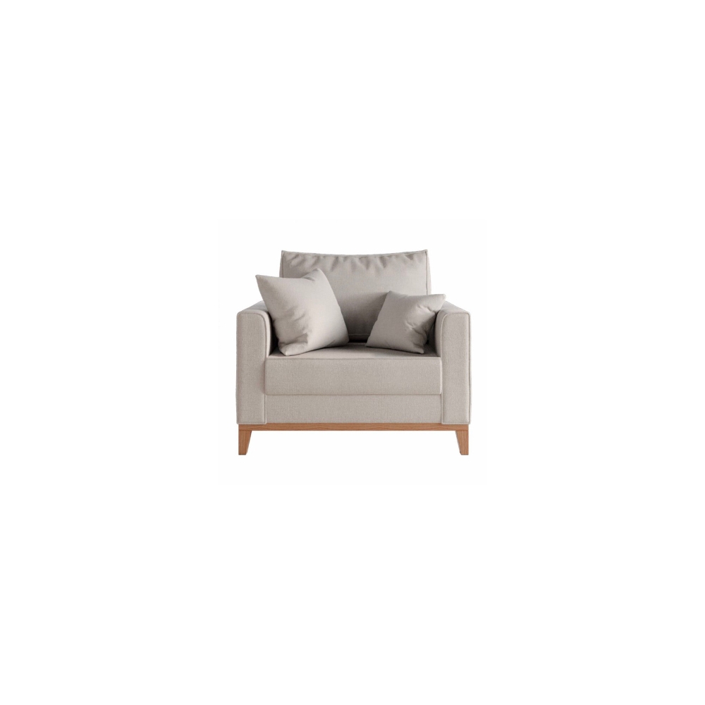 kIt 2 Poltronas Decorativa Sala Estar Beni Pés Madeira Linho Bege - Montanaris Decor