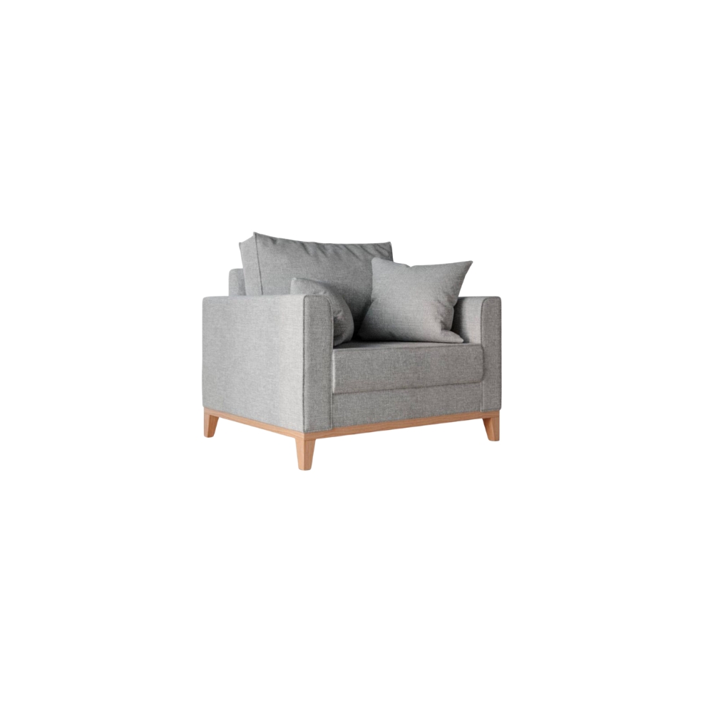 kIt 2 Poltronas Decorativa Sala Estar Beni Pés Madeira Linho Cinza - Montanaris Decor