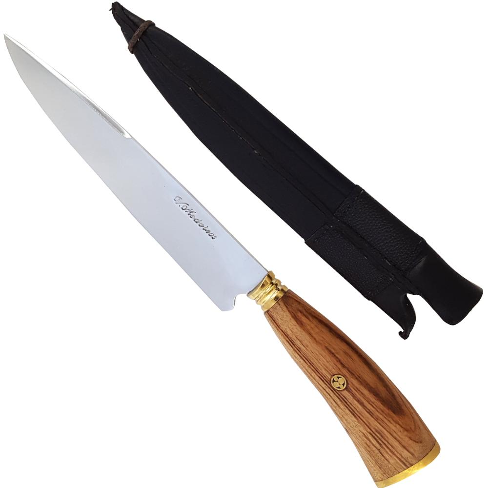 Faca Artesanal 8 Churrasco Aço Inox 430 Cabo Madeira Chifre