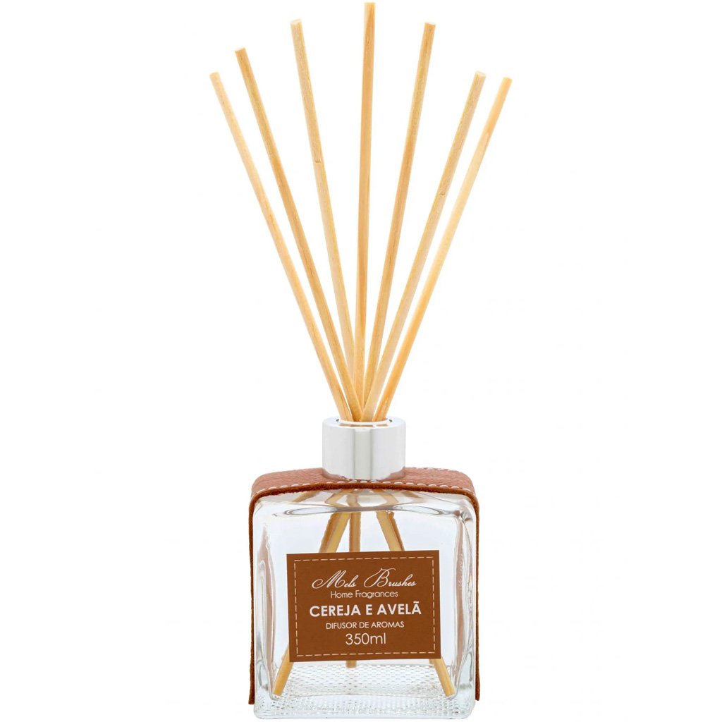 Difusor de Aromas Luxo em Couro Mels Brushes 350mL Cereja e Avelã