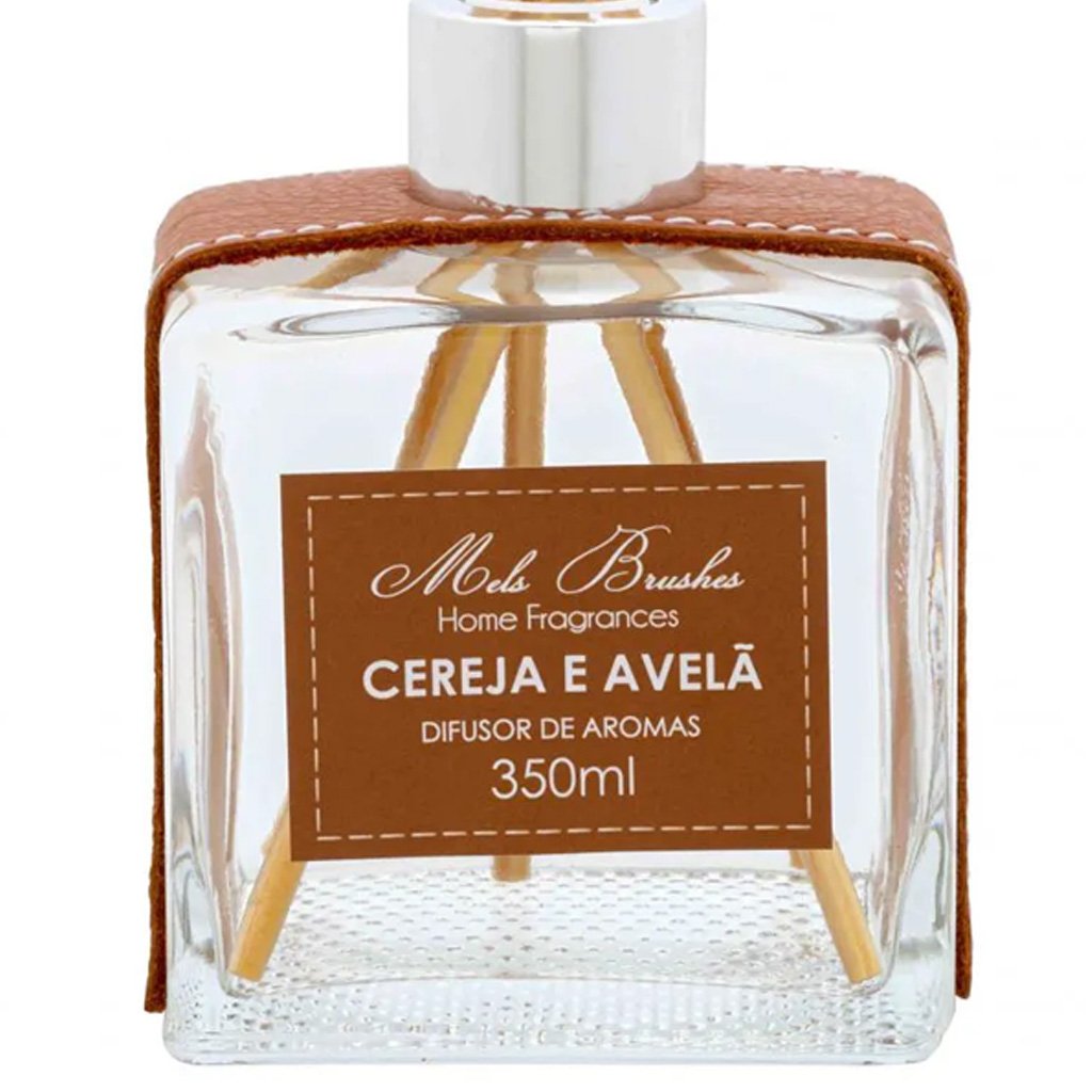 Difusor de Aromas Luxo em Couro Mels Brushes 350mL Cereja e Avelã