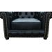 Kit 2 Poltronas Chesterfield com Pés Madeira Couro Preto - Mempra