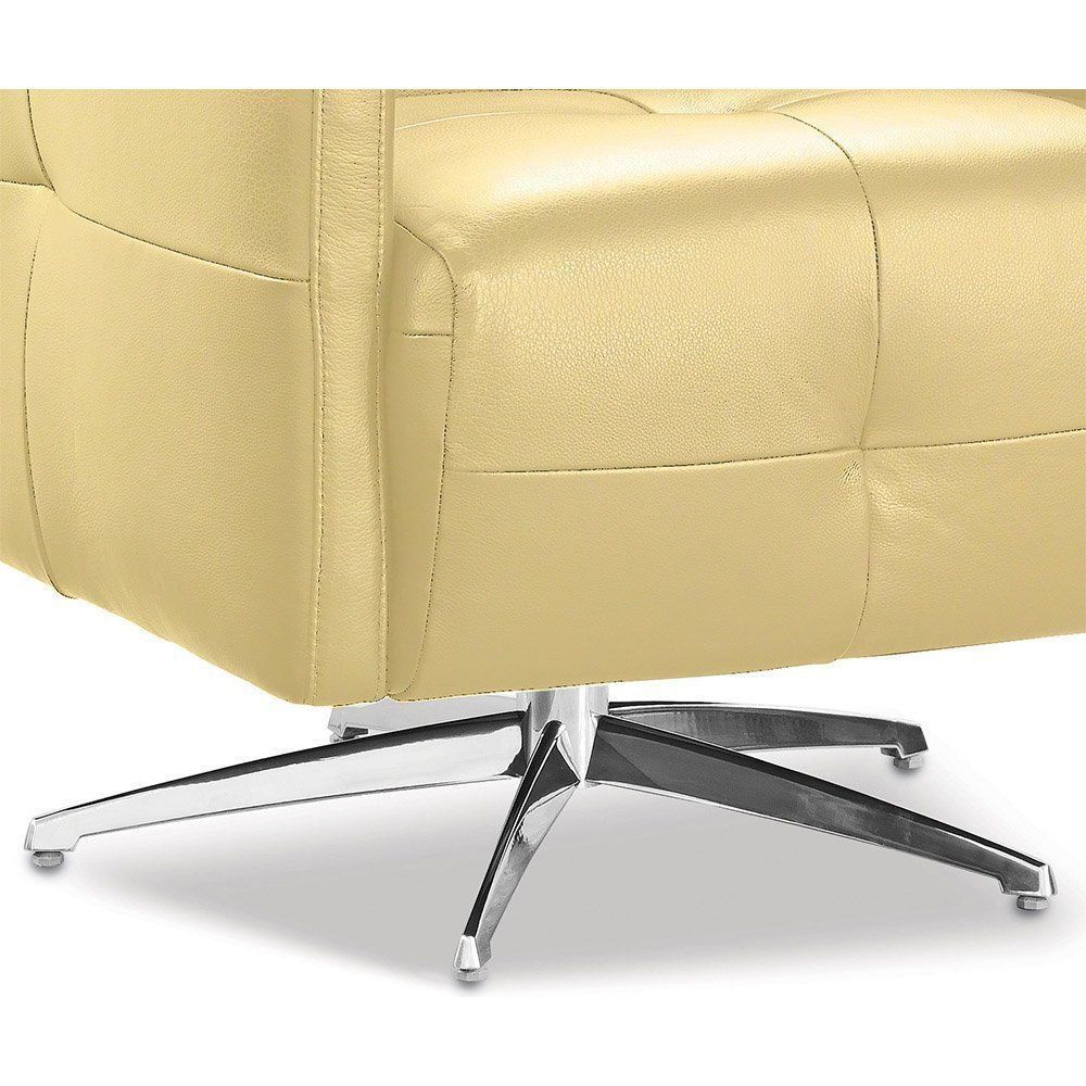 Kit 2 Poltronas Decorativas Astúria Base Giratória Couro Bege - Mempra