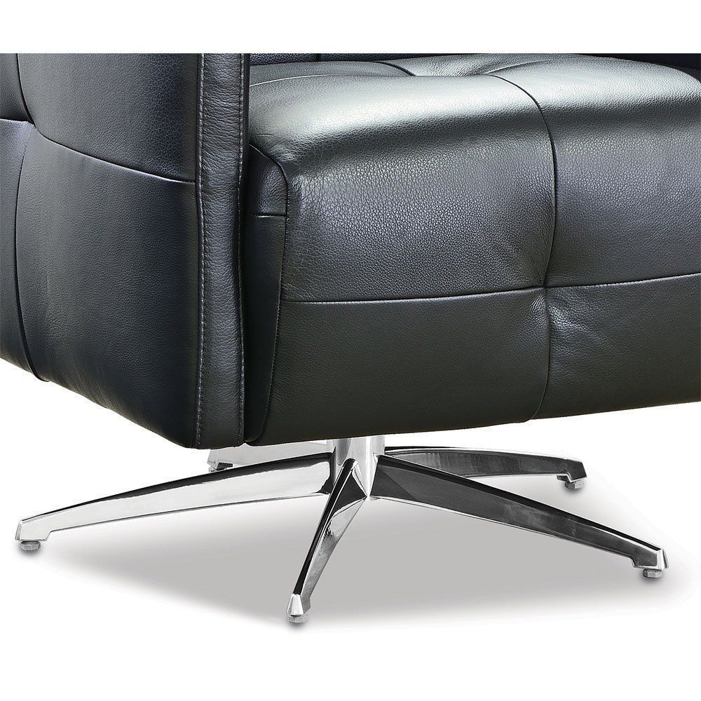 Poltrona Decorativa Astúria Base Giratória Couro Preto - Mempra