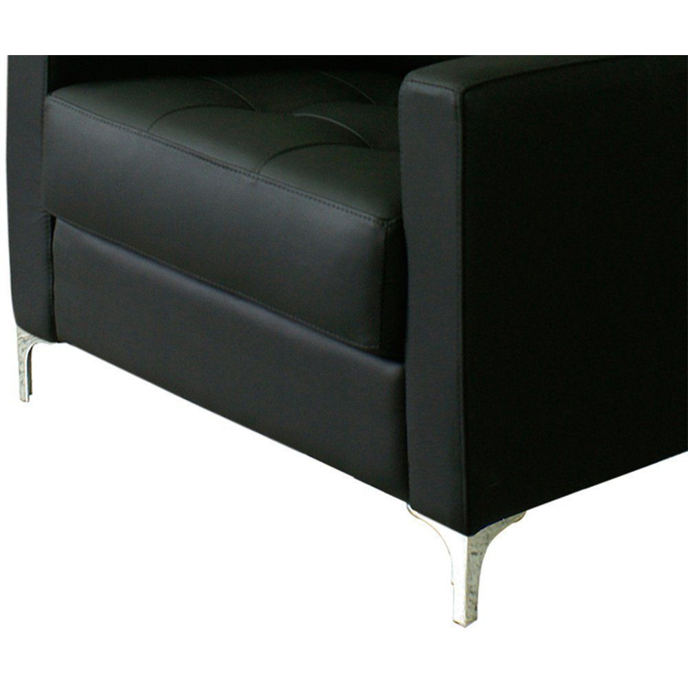 Poltrona Decorativa Fly Pés em Alumínio Couro Preto - Mempra
