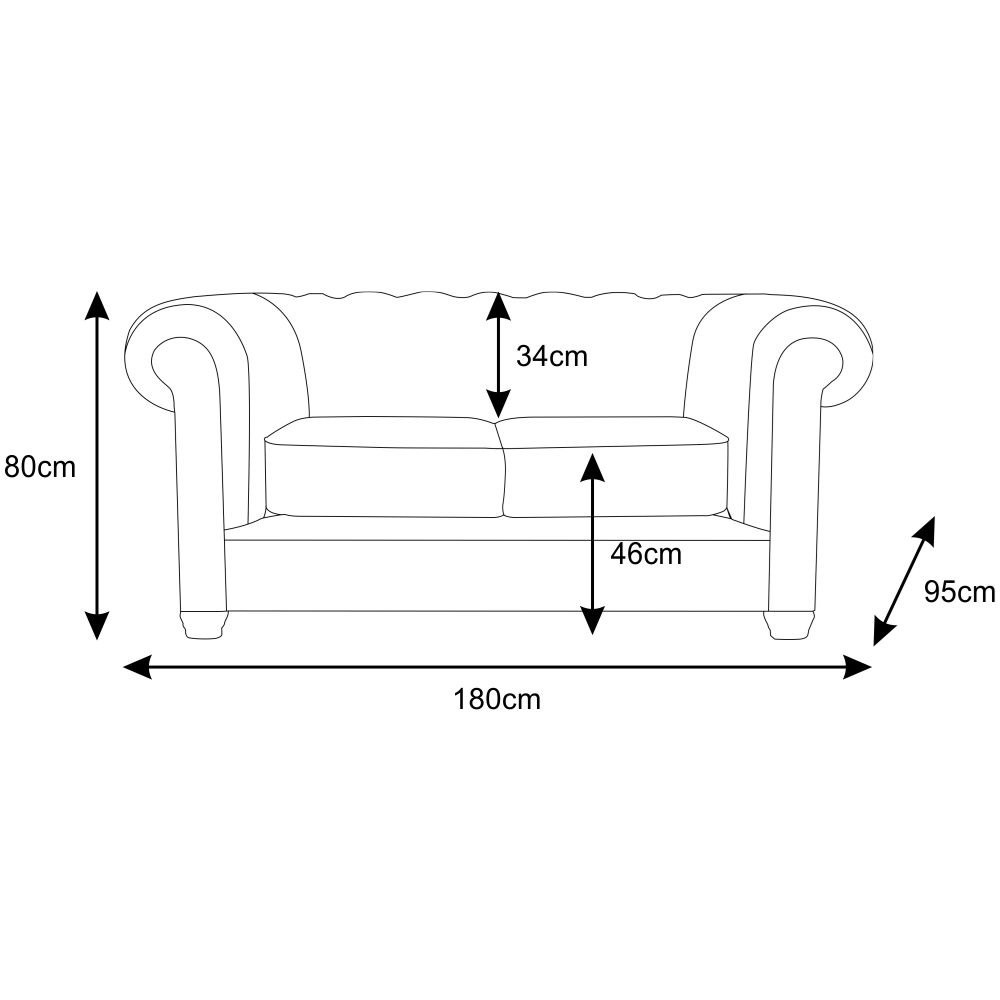 Sofá 2 Lugares 180cm Chesterfield Couro Capucino - Mempra