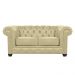 Sofá Chesterfield 2 Lugares com Pés Madeira Couro Bege - Mempra
