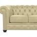 Sofá Chesterfield 2 Lugares com Pés Madeira Couro Bege - Mempra