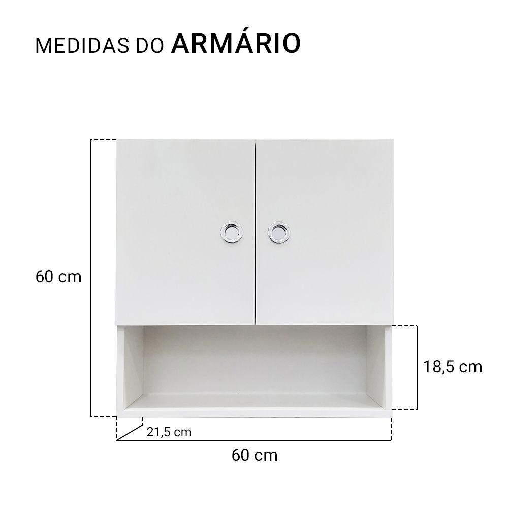 Armário Aéreo 2 Portas Parede Módulo Suspenso Para Cozinha