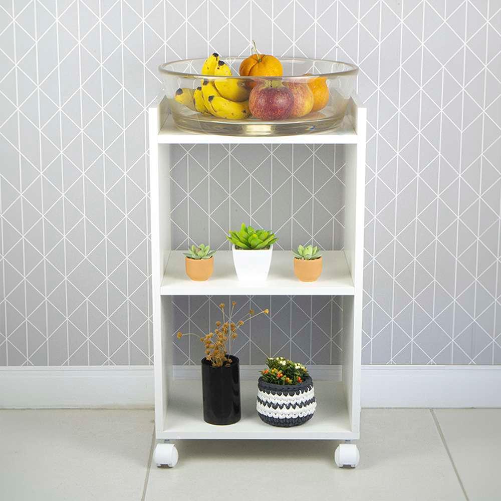 Armário Organizador Móvel Multiuso Branco com Rodinhas 40cm