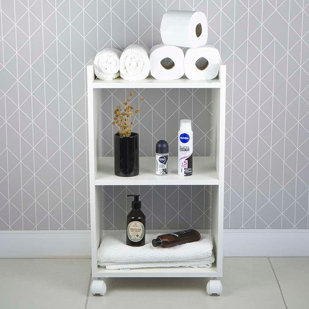 Armário Organizador Móvel Multiuso Branco com Rodinhas 40cm