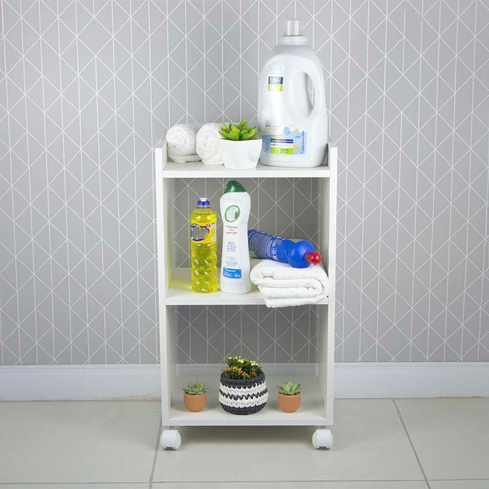 Armário Organizador Móvel Multiuso Branco com Rodinhas 40cm