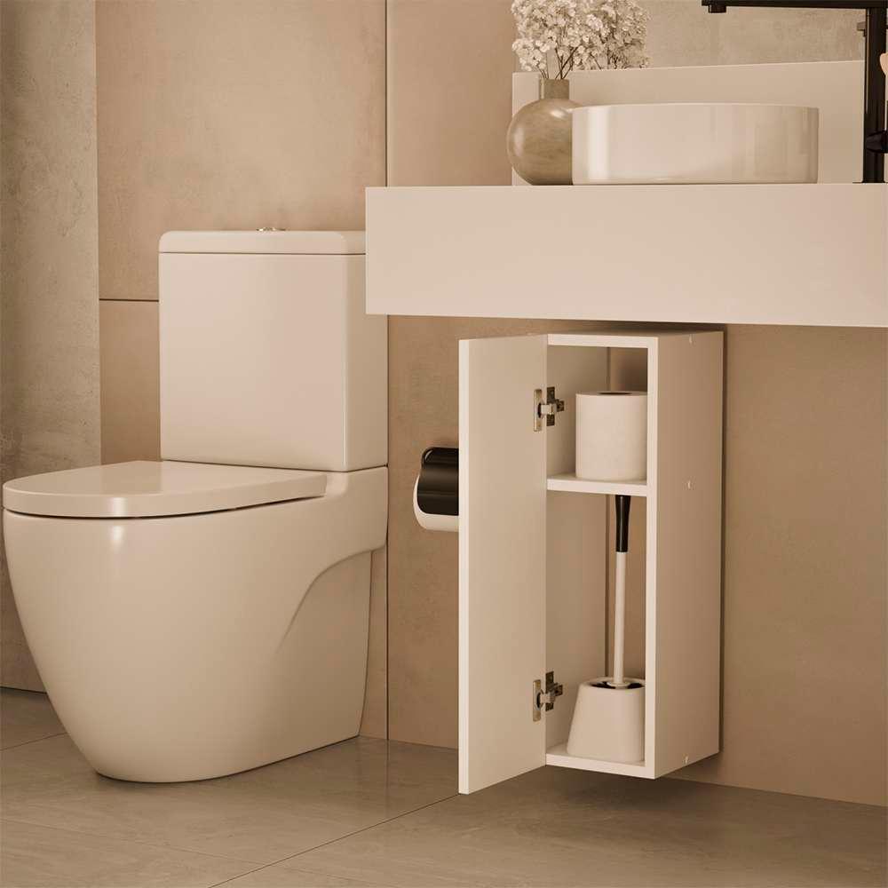 Armário Organizador Multiuso Branco com Porta para Banheiro
