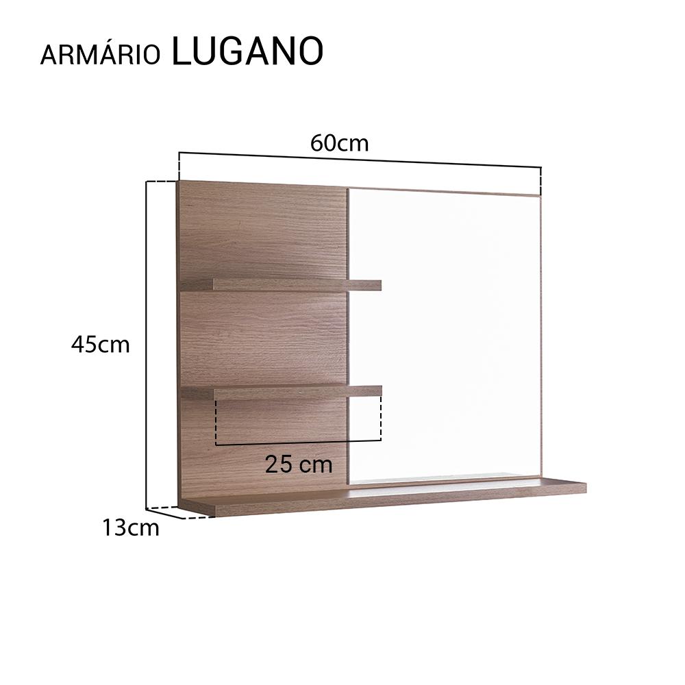 Armário Para Banheiro Lugano Carvalho 60 x 45cm
