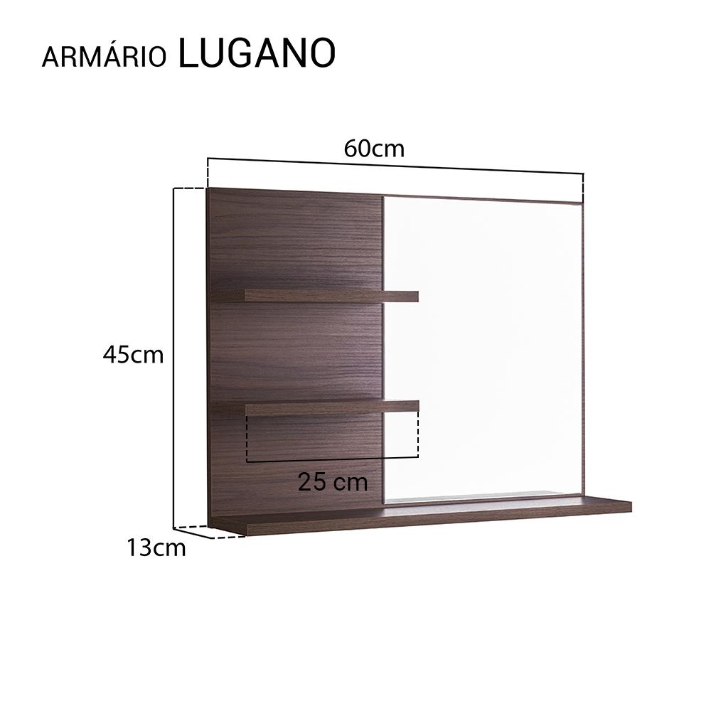 Armário Para Banheiro Lugano Nogal 60 x 45cm
