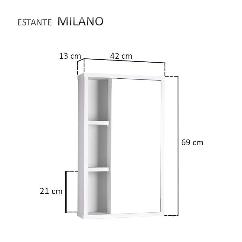 Armário com Espelho para Banheiro Milano Branco