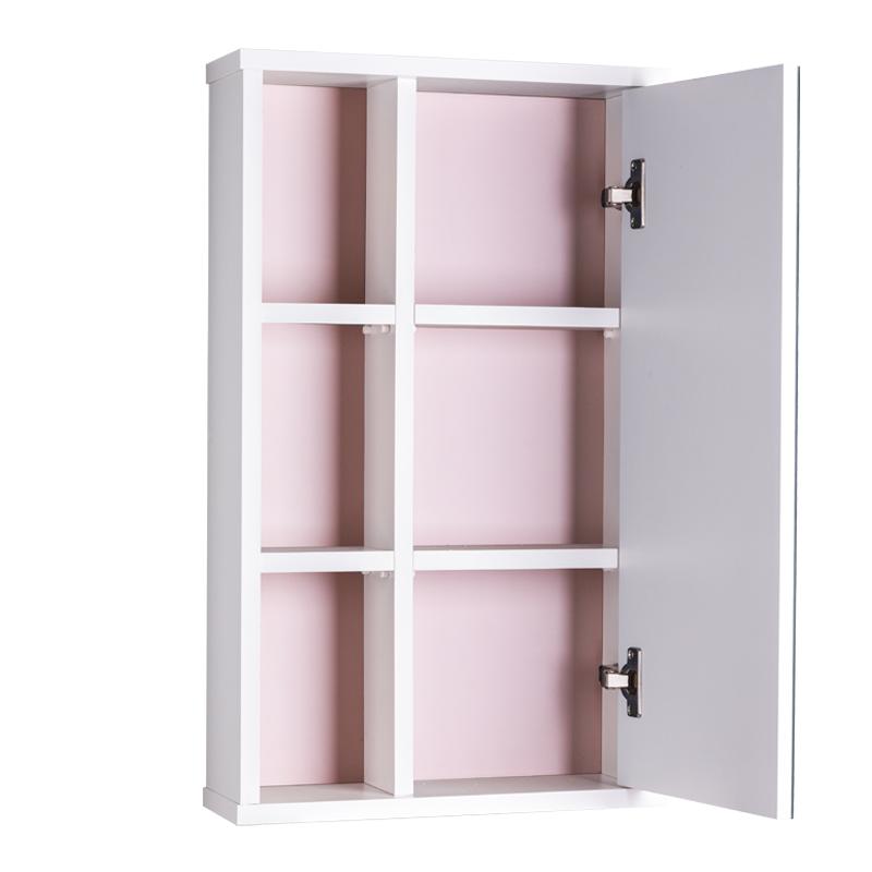 Armário com Espelho para Banheiro Milano Branco e Rosa Claro