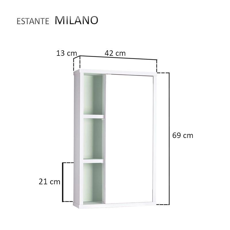 Armário com Espelho para Banheiro Milano Branco e Verde Menta