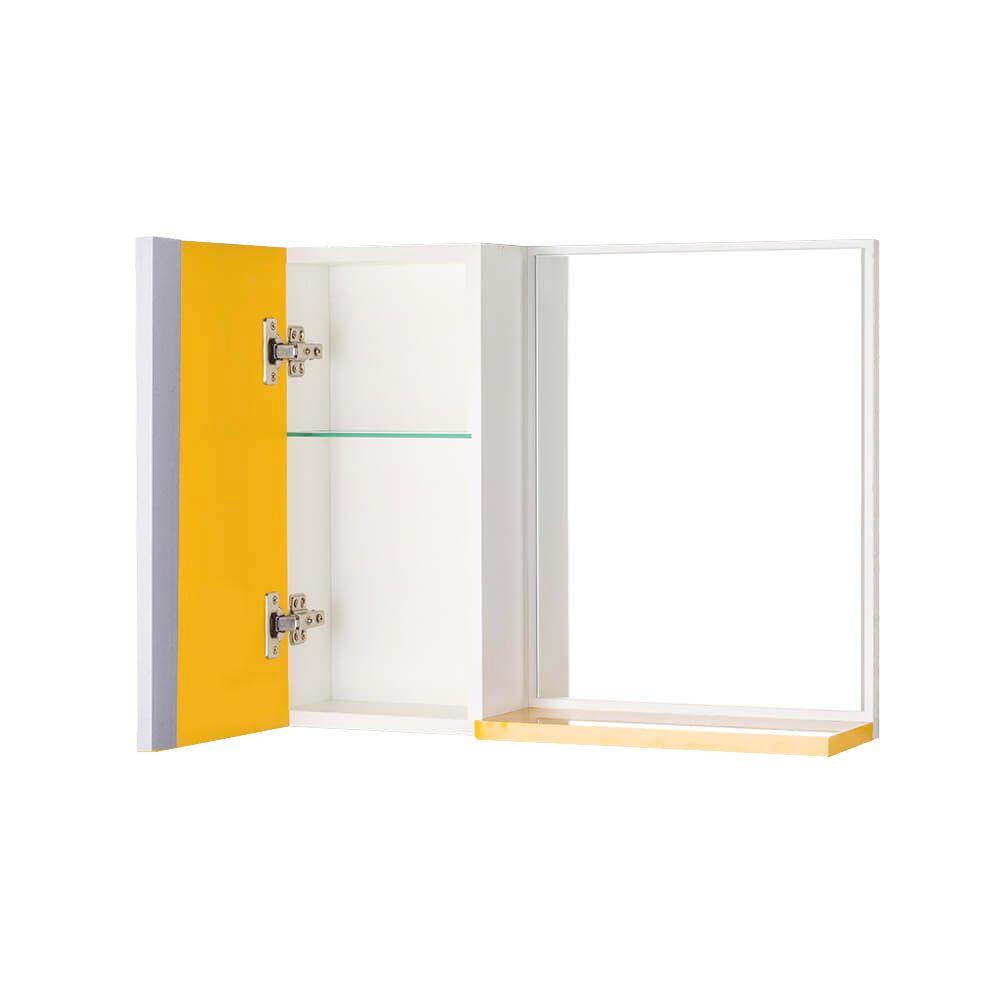Armário para Banheiro com Espelho Amarelo Barra Vertical