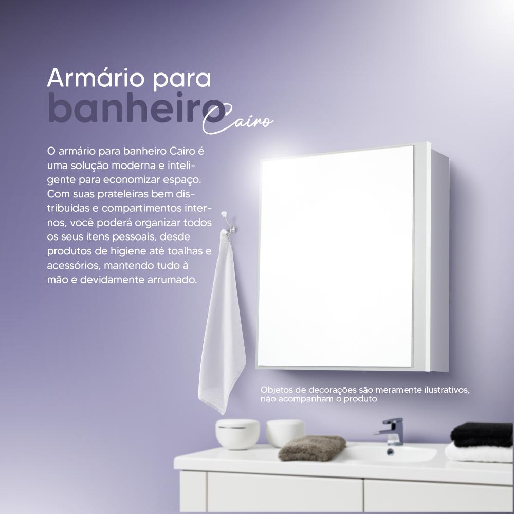 Armário para Banheiro com Espelho Cairo Branco 26cm