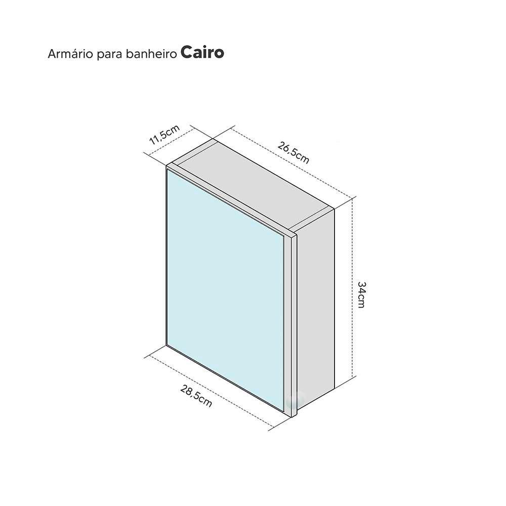 Armário para Banheiro com Espelho Cairo Branco 26cm