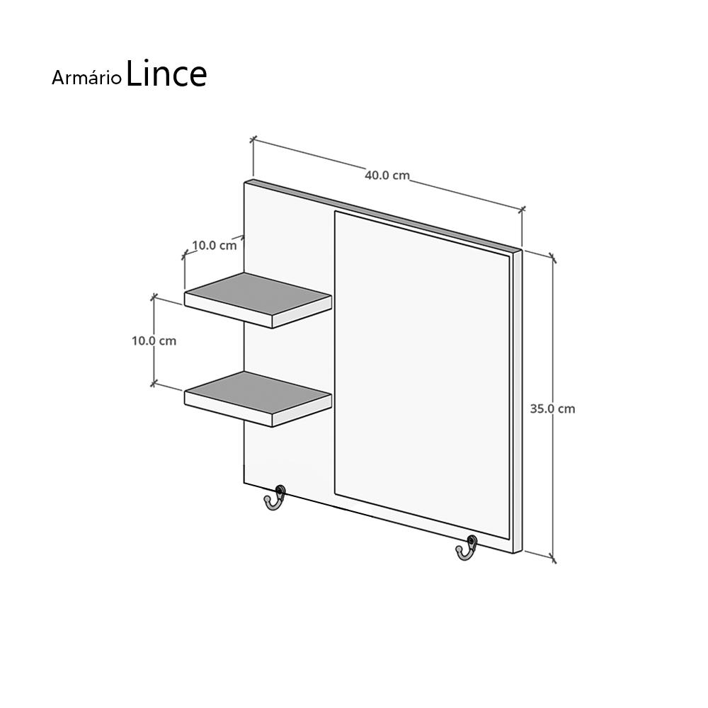 Armário para Banheiro com Espelho Lince Branco 40cm