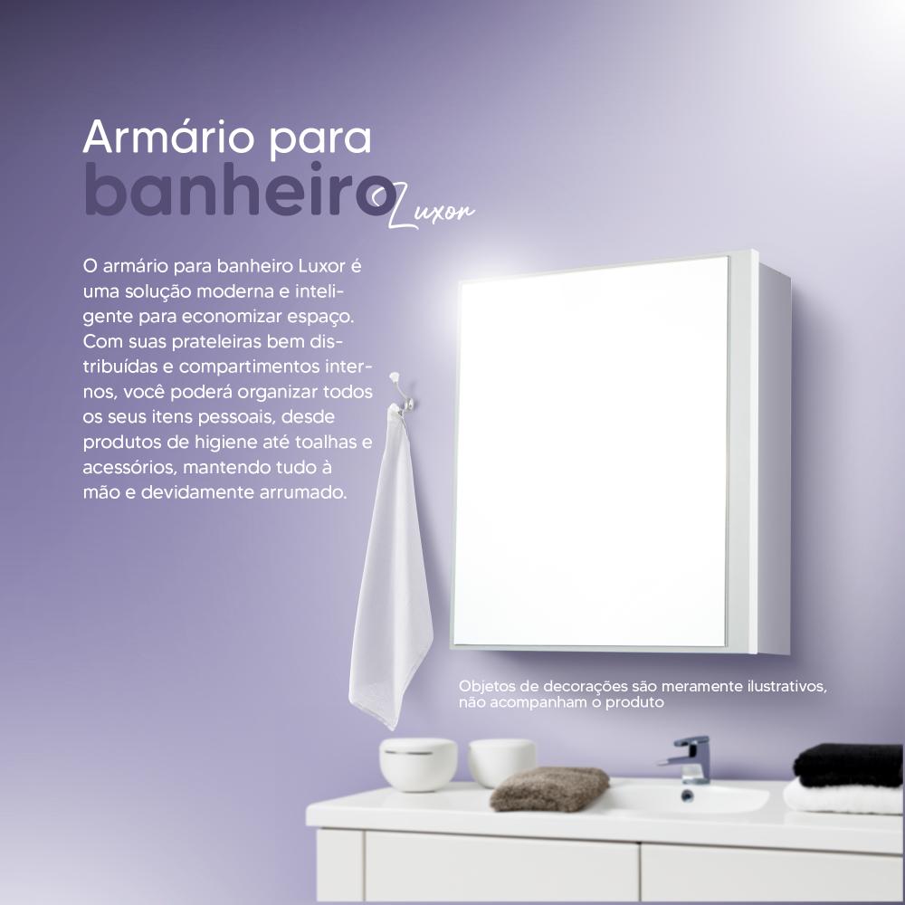 Armário para Banheiro com Espelho Luxor Branco 34cm