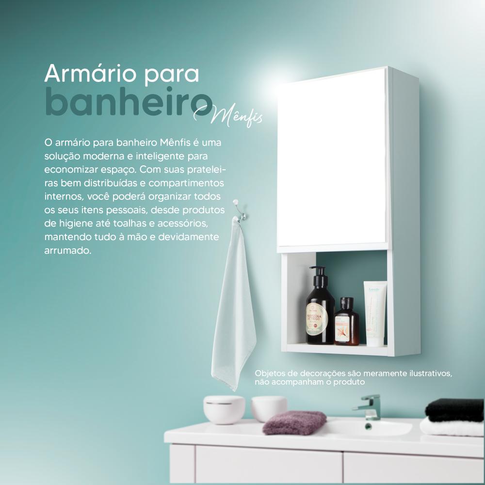 Armário para Banheiro com Espelho Mênfis Branco 27cm