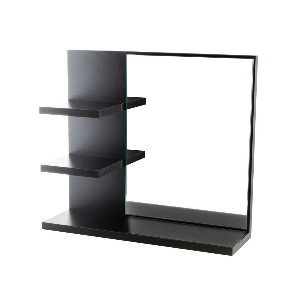 Armário para Banheiro com Espelho Nice Preto 40cm