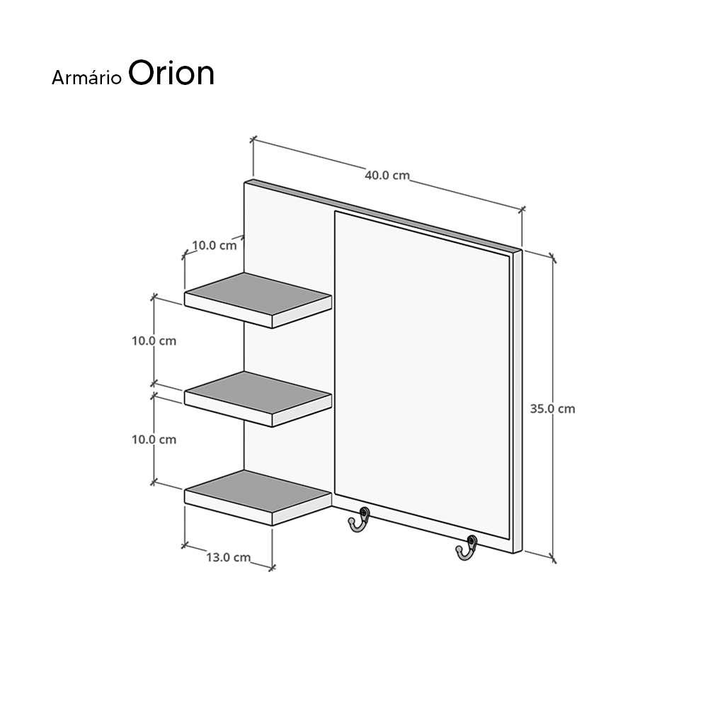Armário para Banheiro com Espelho Orion Branco 40cm
