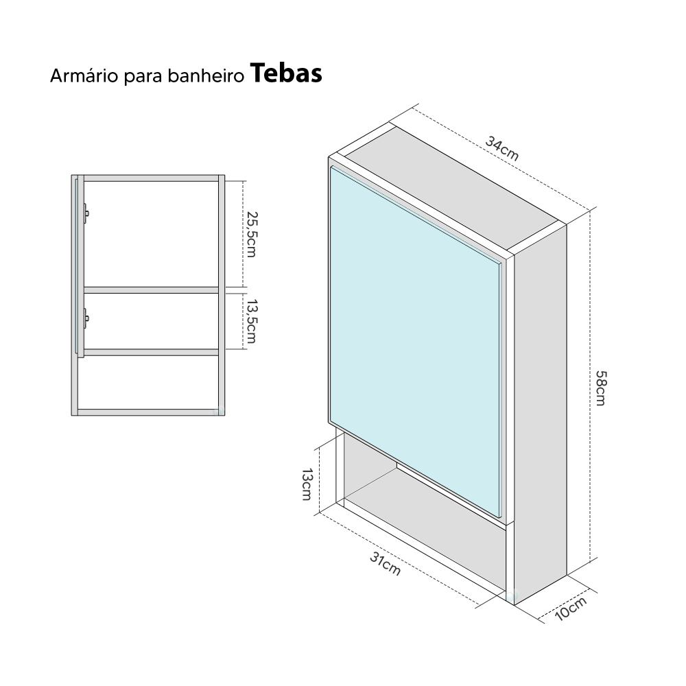 Armário para Banheiro com Espelho Tebas Branco 34cm