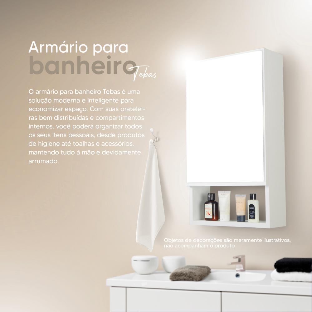 Armário para Banheiro com Espelho Tebas Branco 34cm