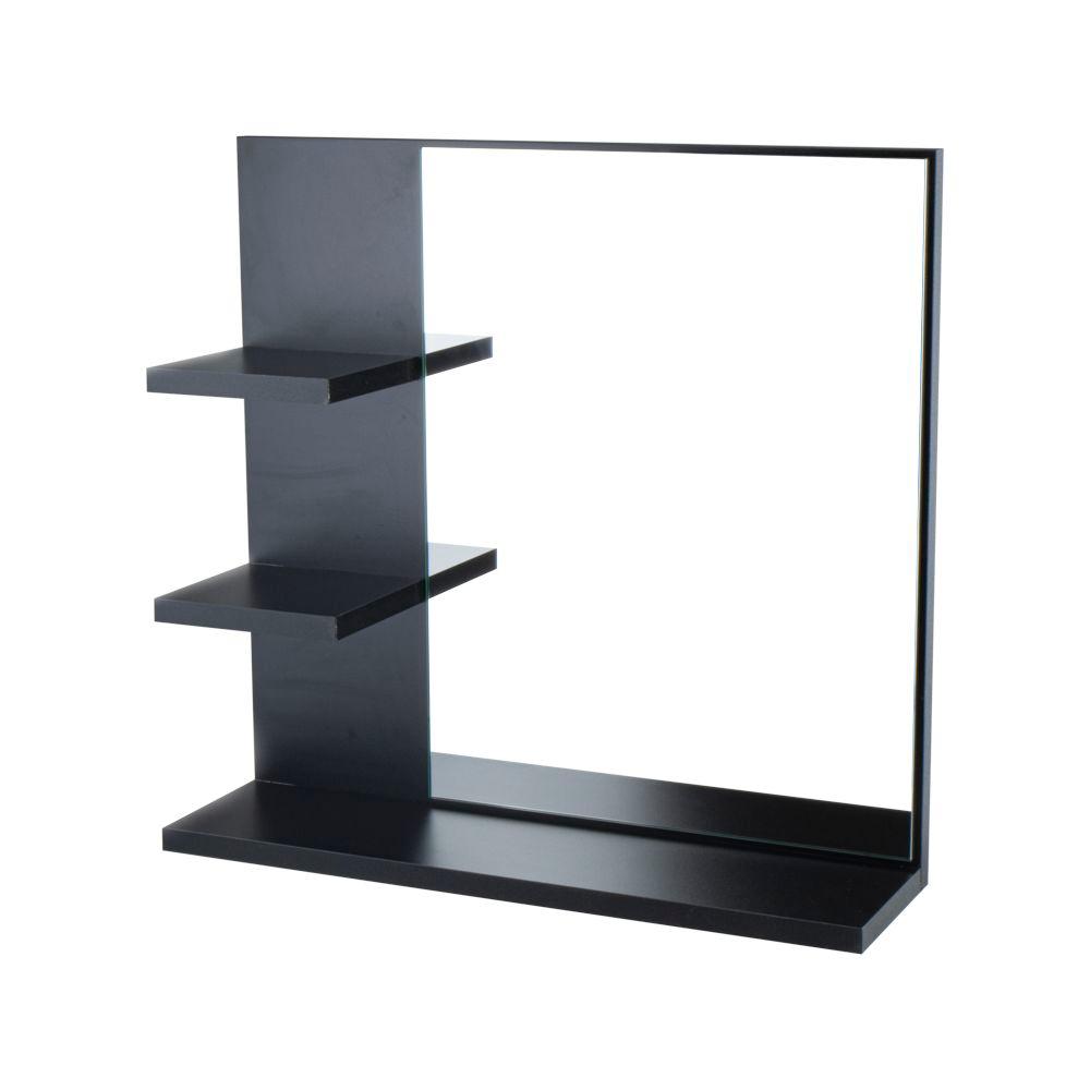 Armário para Banheiro com Espelho Viena Preto 45cm