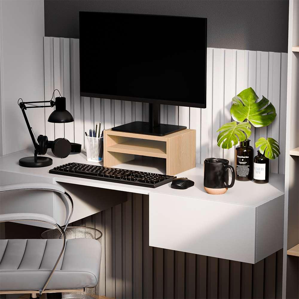 Base Suporte para Monitor Apoio de Mesa Madeira Carvalho