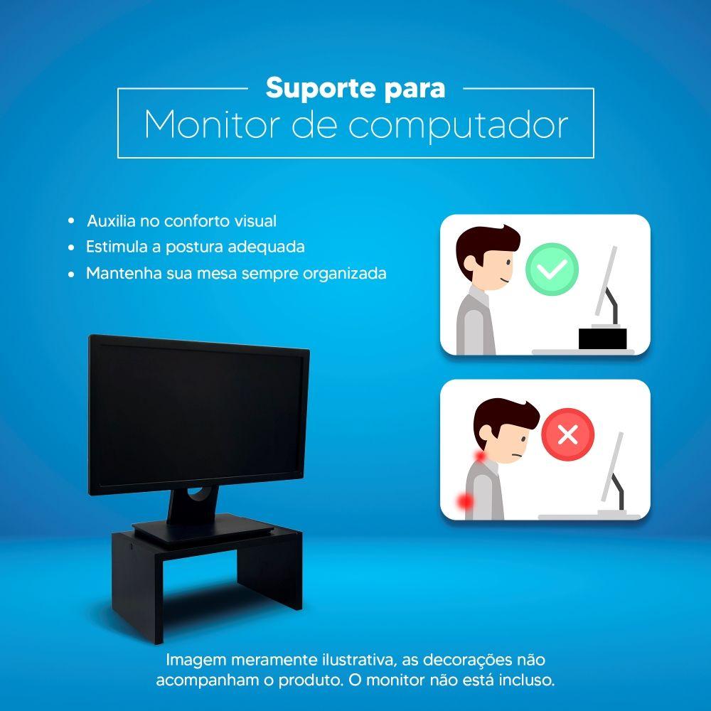 Base para Monitor Suporte de Mesa Madeira Preto