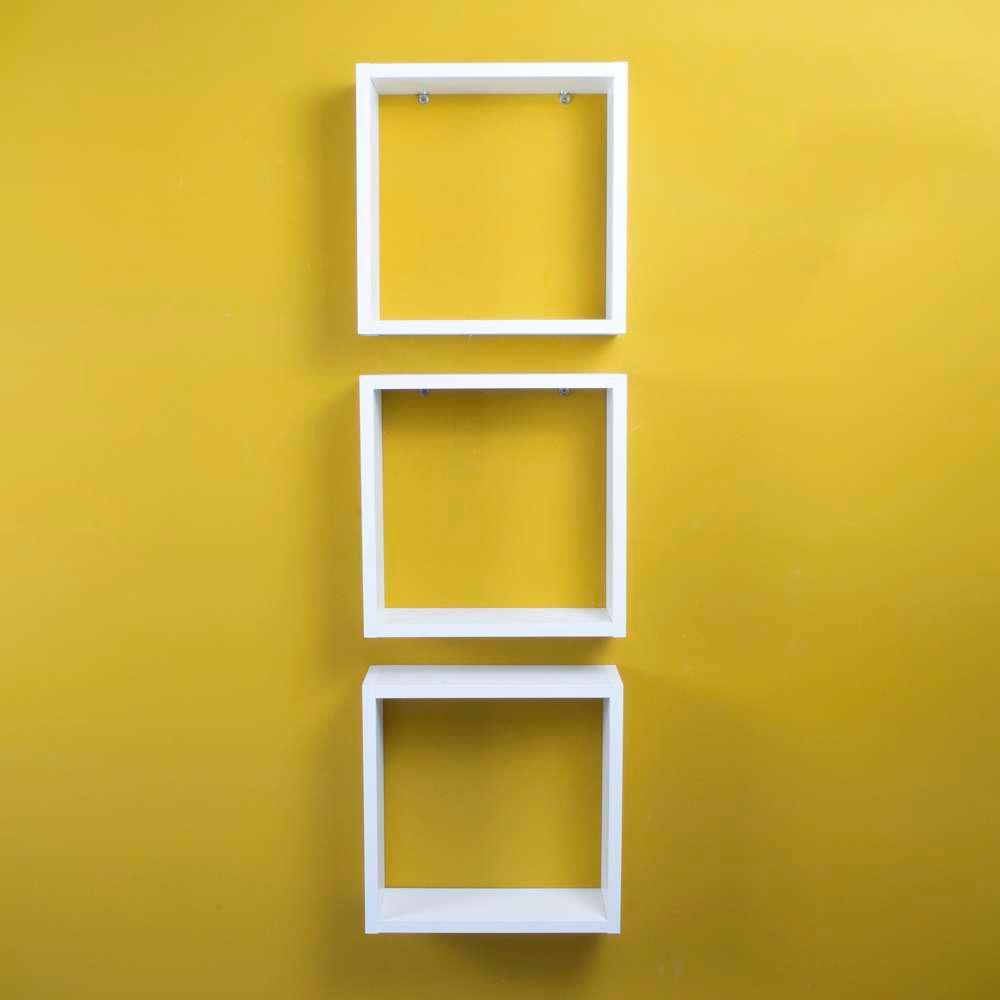Conjunto 3 Nichos Decorativos 30x30 Branco para Sala Quarto