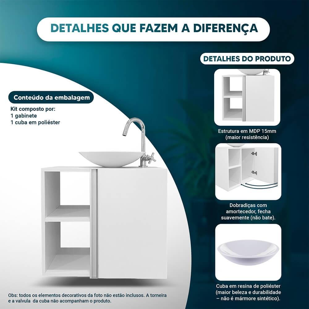 Conjunto Armário para banheiro Branco e Cuba Harpia
