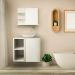 Conjunto Gabinete para banheiro Branco e Cuba com Espelheira Harpia
