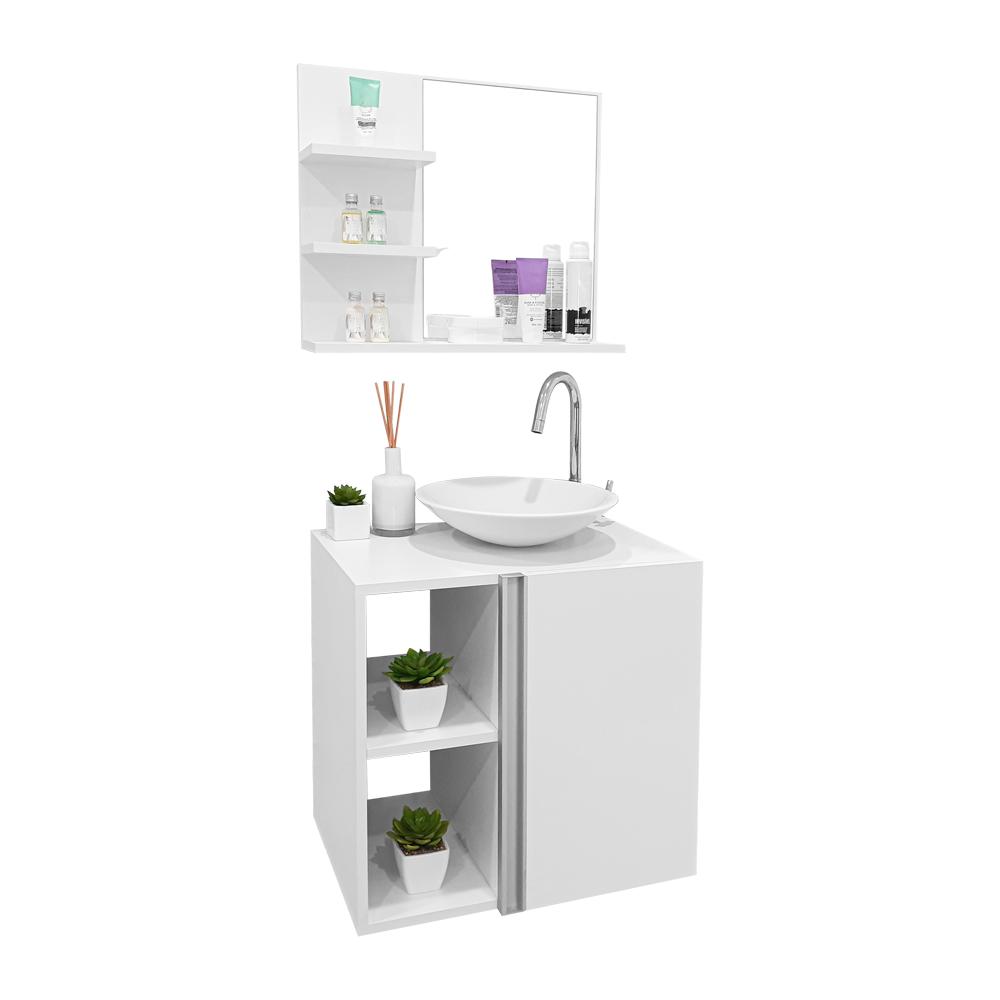 Conjunto Gabinete para banheiro Branco e Cuba com Espelho Harpia