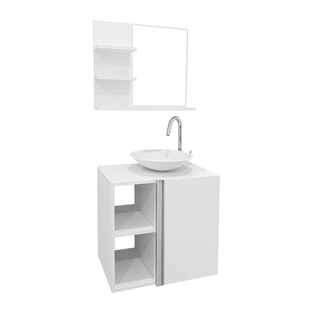 Conjunto Gabinete para banheiro Branco e Cuba com Espelho Harpia