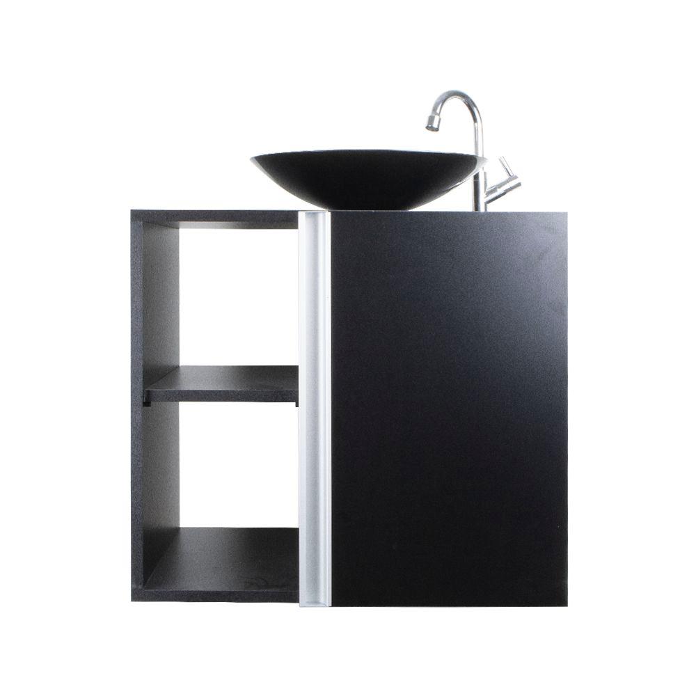 Conjunto Gabinete para banheiro Preto com Cuba Harpia