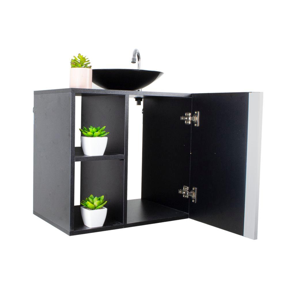 Conjunto Gabinete para banheiro Preto com Cuba Harpia