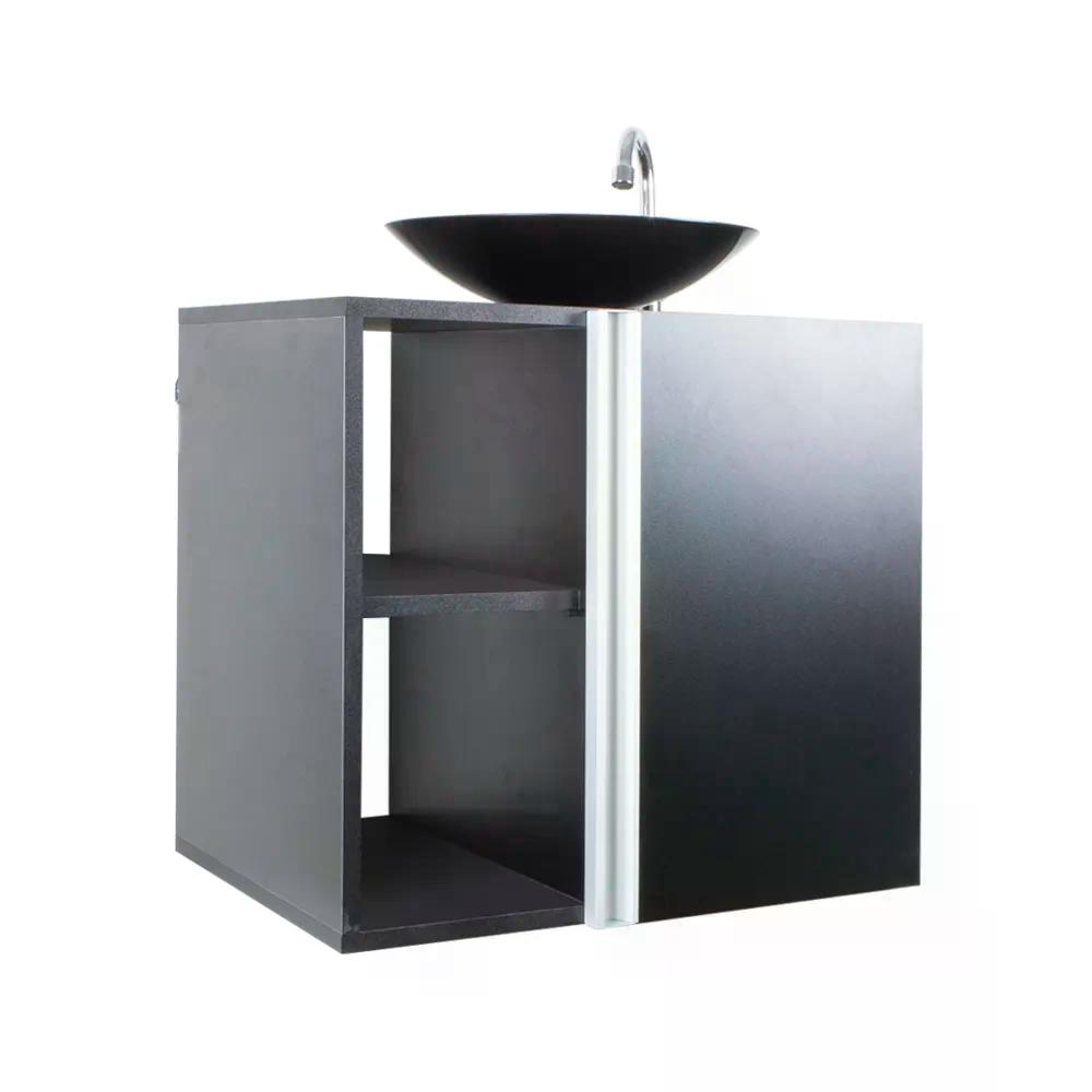 Conjunto Gabinete para banheiro Preto com Cuba Harpia