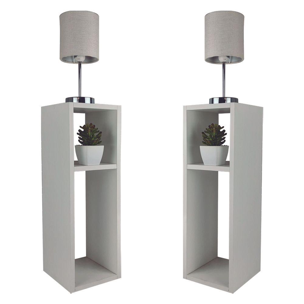 Conjunto Mesa De Cabeceira Pequena 20x20x60cm Branco Quarto Sala