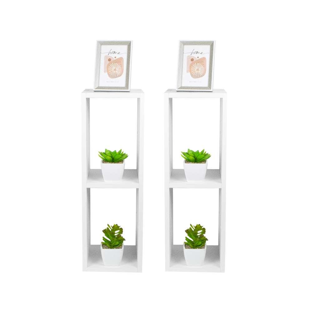 Conjunto Mesa De Cabeceira Pequena 20x20x60cm Diamante Branco Quarto Sala